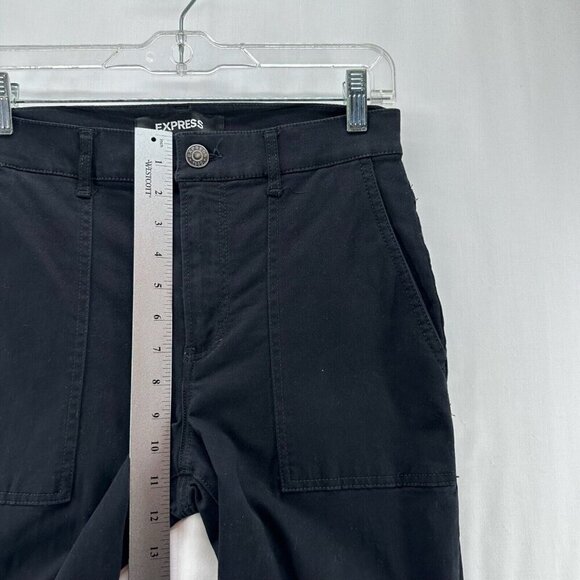 Express Jeans Womens Size 4 Stretch Cropped Straight High Washed Denim Black - Picture 11 of 12